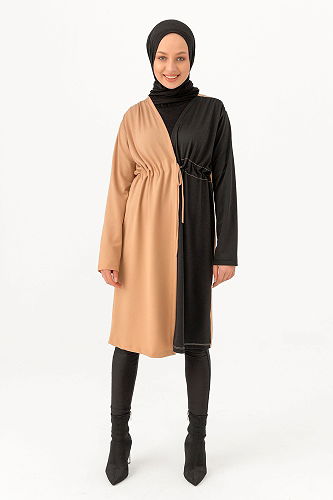 moda selvim Çift Renkli Hırka TFS3757-M Siyah - Thumbnail