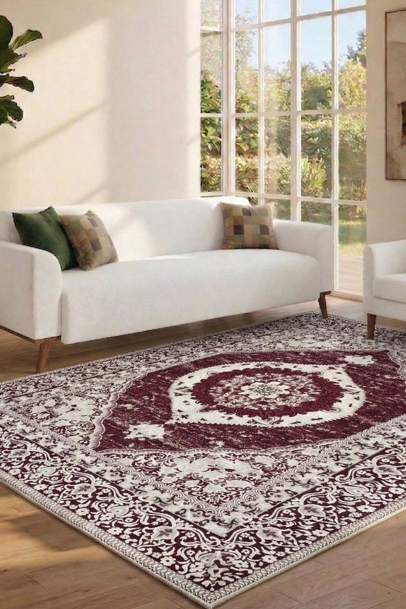 Çift Taraflı Halı Örtüsü 1017HB1195 Bordo