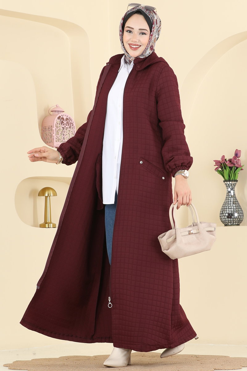 Çıkarılabilir Kapüşonlu Kapitone Ferace 1998TRT545 Bordo