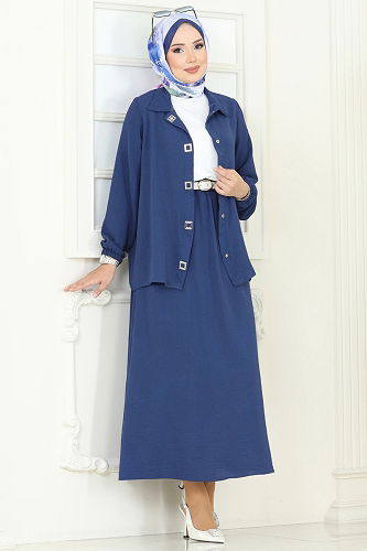 moda selvim Çıtçıt Detay Etekli Takım 6022UZ662 Laci - Thumbnail