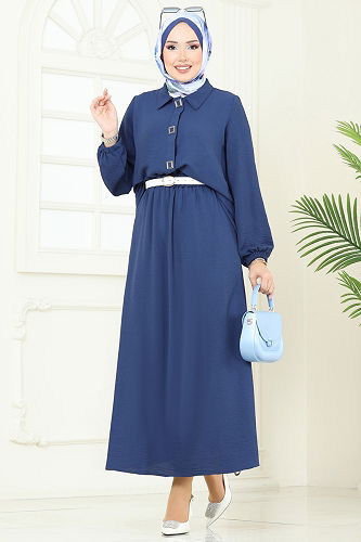 moda selvim Çıtçıt Detay Etekli Takım 6022UZ662 Laci - Thumbnail