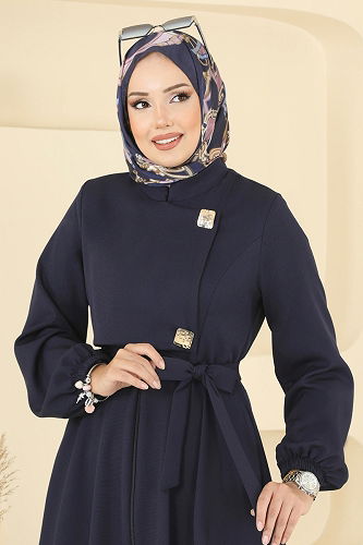 moda selvim Çıtçıt Detaylı Dabıl Ferace 2726SL432 Laci - Thumbnail