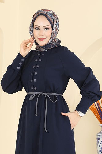 moda selvim Çıtçıt Düğme Detaylı Elbise 2790SL432 Laci - Thumbnail