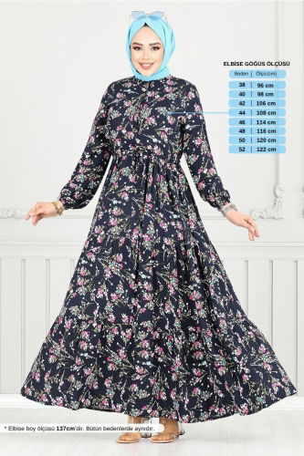 MRV B.G.S. - Çıtır Desen Viskon Elbise 7122BGS895-M Laci