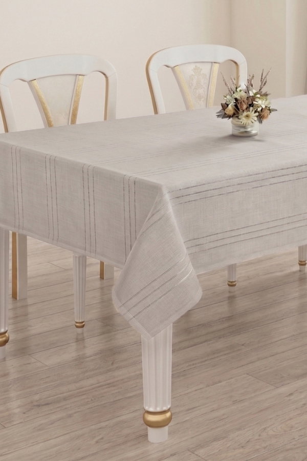 Modaselvim EV YAŞAM Çizgi Desenli Masa Örtüsü 1052HB1195 Gri