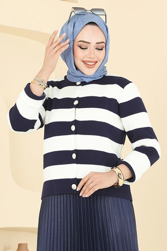 moda selvim Çizgi Detay Hırkalı Takım 2828MP806 Laci - Thumbnail