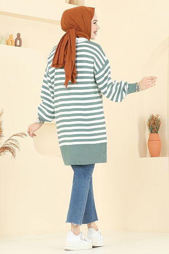 moda selvim Çizgi Detay Triko Tunik 6005KL398 Mint - Thumbnail