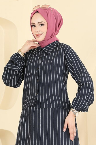 moda selvim Çizgi Detaylı 2 li Takım 126NZRK1200 Laci - Thumbnail