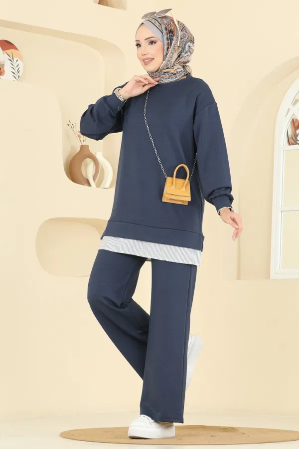 Modaselvim Kombin Çizgi Detaylı Modal Takım 3246HBS856 Antrasit