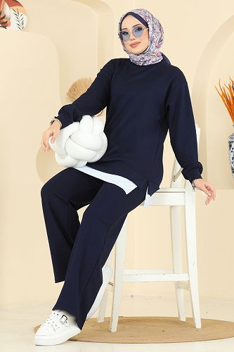 moda selvim Çizgi Detaylı Modal Takım 3246HBS856 Laci - Thumbnail