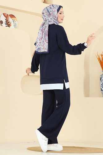 moda selvim Çizgi Detaylı Modal Takım 3246HBS856 Laci - Thumbnail