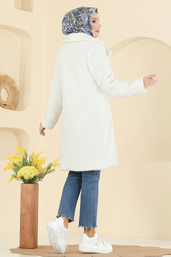 moda selvim Coat 031OZT1013 Ecru - Thumbnail