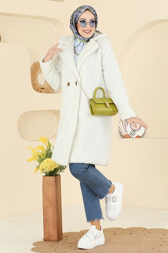 moda selvim معطف سكري 031OZT1013 - Thumbnail