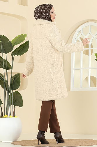 moda selvim Coat 031OZT1013 Stone - Thumbnail