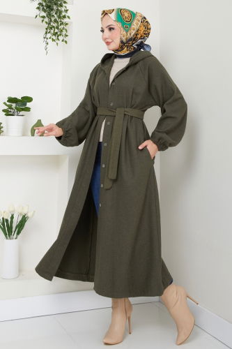 moda selvim Coat 0502BG354 Khaki - Thumbnail