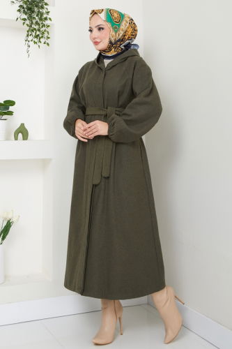 moda selvim Coat 0502BG354 Khaki - Thumbnail