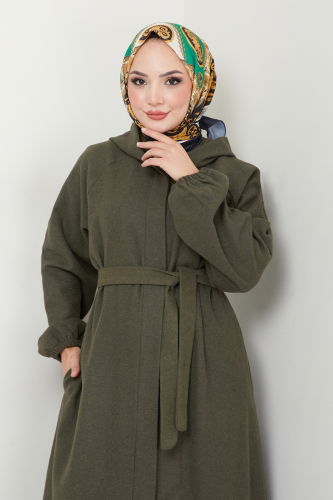 moda selvim Coat 0502BG354 Khaki - Thumbnail