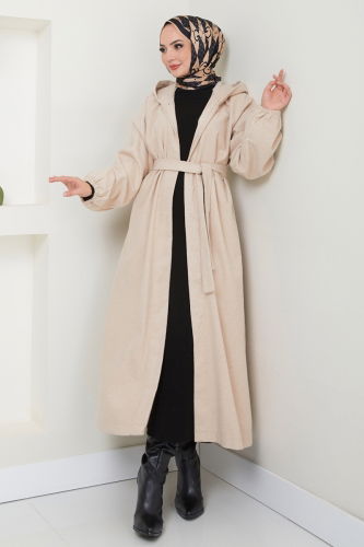 moda selvim Coat 0502BG354 Stone - Thumbnail