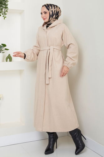 moda selvim Coat 0502BG354 Stone - Thumbnail