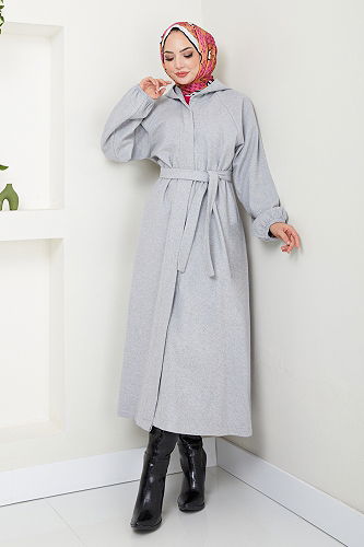 moda selvim Coat 0502BGS895-M Gray - Thumbnail