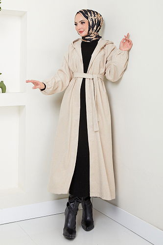 moda selvim Coat 0502BGS895-M Stone - Thumbnail