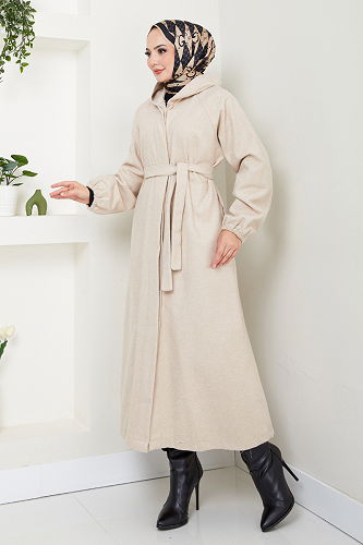 moda selvim Coat 0502BGS895-M Stone - Thumbnail