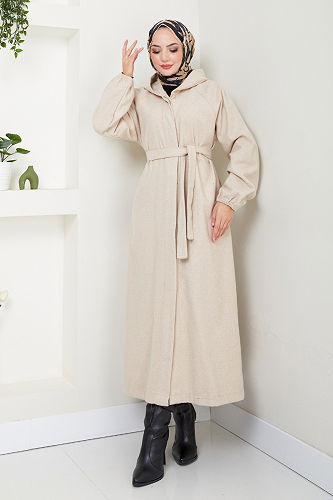 moda selvim Coat 0502BGS895-M Stone - Thumbnail