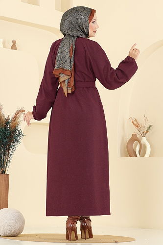 moda selvim معطف خمري 0504BG354 - Thumbnail