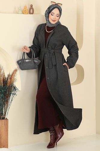 moda selvim Coat 0504BG354 Dark Anthracite - Thumbnail