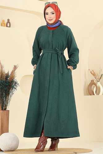 moda selvim Coat 0504BG354 Emerald - Thumbnail