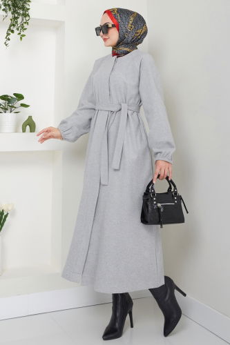 moda selvim Coat 0504BG354 Gray - Thumbnail