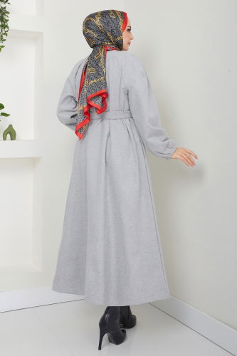 moda selvim Coat 0504BG354 Gray - Thumbnail