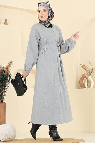 moda selvim Coat 0504BG354 Gray - Thumbnail