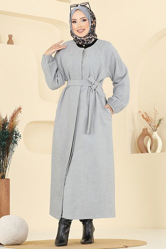 moda selvim معطف رمادي 0504BG354 - Thumbnail