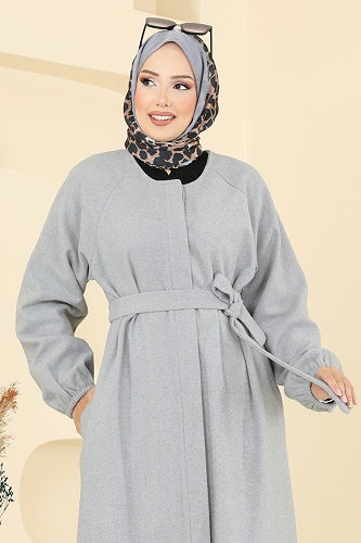 moda selvim معطف رمادي 0504BG354 - Thumbnail