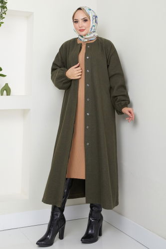 moda selvim Coat 0504BG354 Khaki - Thumbnail