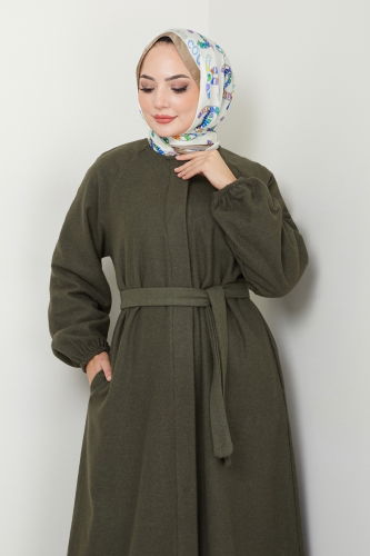 moda selvim Coat 0504BG354 Khaki - Thumbnail