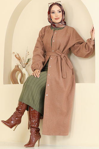 moda selvim Coat 0504BG354 Light Tan - Thumbnail