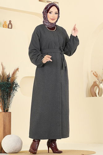 moda selvim Coat 0504BG354 Smoked - Thumbnail