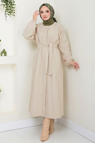 moda selvim Coat 0504BG354 Stone - Thumbnail