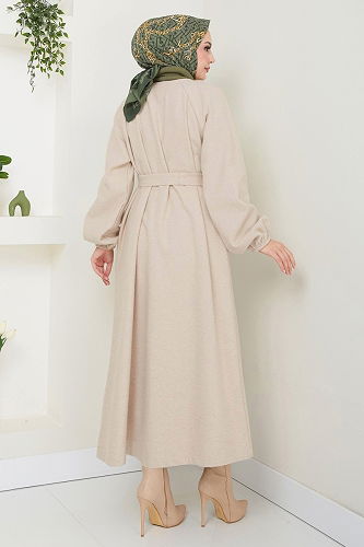 moda selvim Coat 0504BG354 Stone - Thumbnail