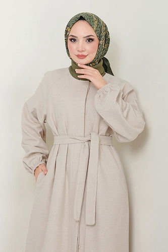 moda selvim معطف بيج 0504BG354 - Thumbnail