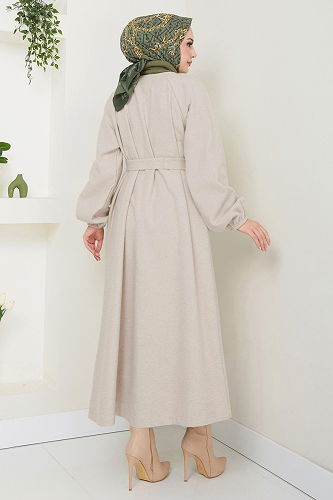 moda selvim معطف بيج 0504BG354 - Thumbnail
