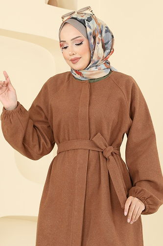 moda selvim معطف عسلي 0504BG354 - Thumbnail