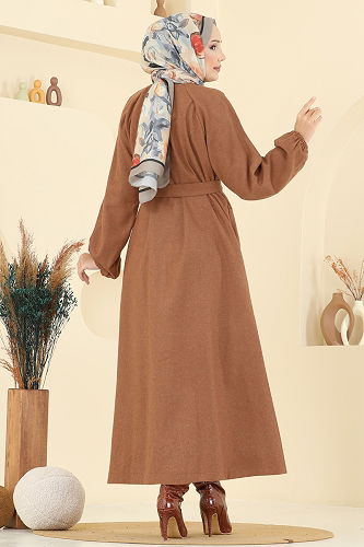 moda selvim معطف عسلي 0504BG354 - Thumbnail