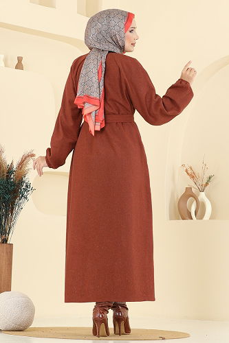 moda selvim معطف قرميدي 0504BG354 - Thumbnail