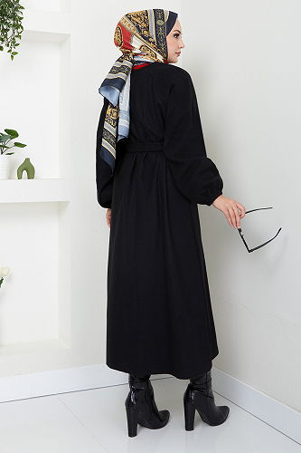 moda selvim معطف أسود 0504BGS895-M - Thumbnail