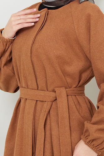 moda selvim معطف عسلي 0504BGS895-M - Thumbnail