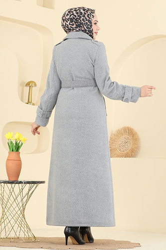 moda selvim Coat 057TGZ1164 Gray - Thumbnail