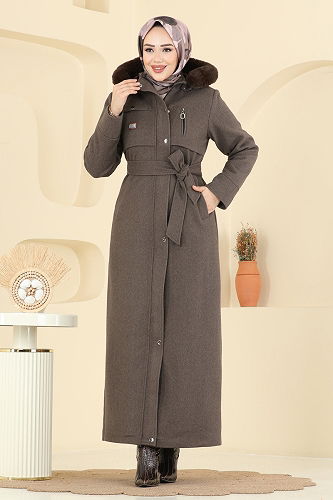 moda selvim Coat 061TGZ1164 Brown - Thumbnail